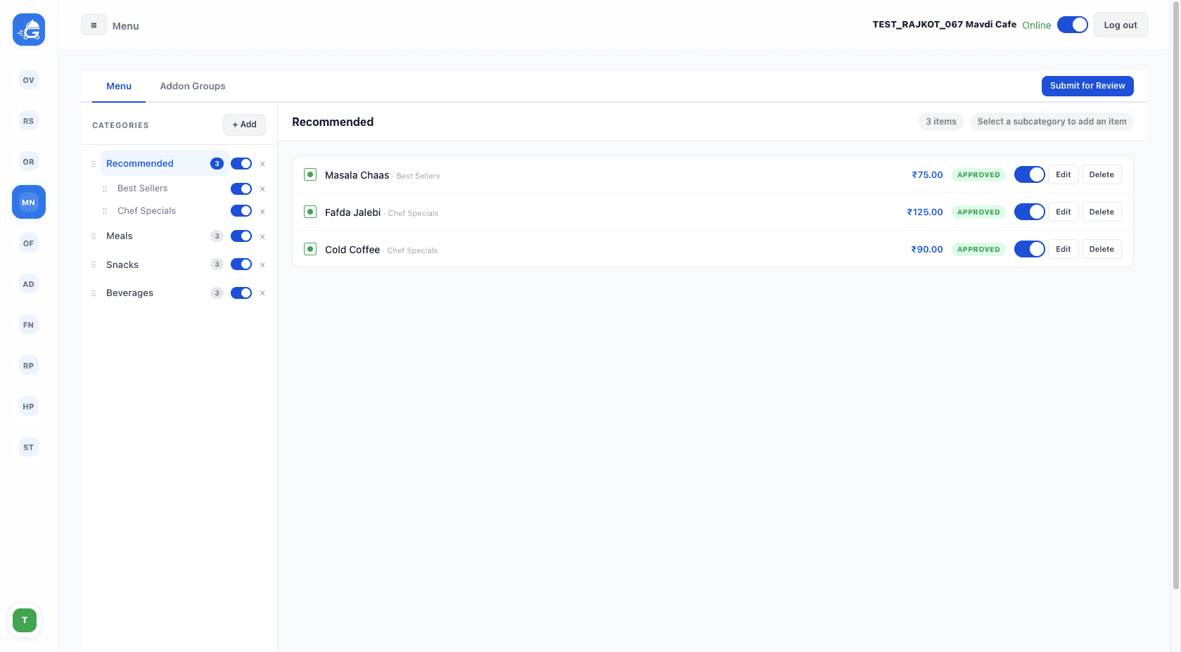 GoFudo partner dashboard showing live orders and payouts